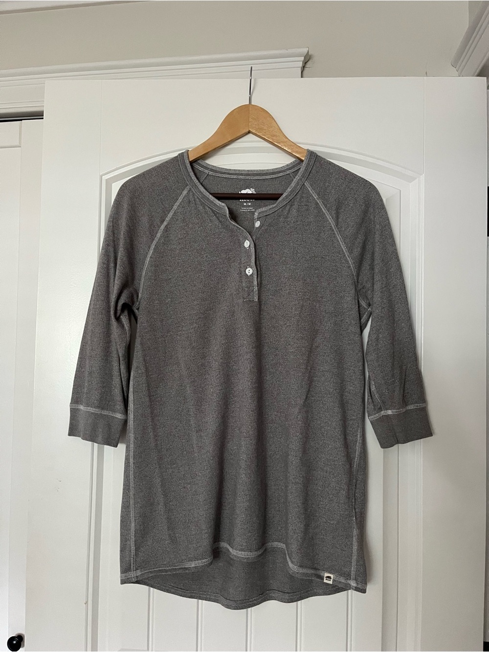 Roots Fernie Henley Top, Grey Mix Pepper, 3/4 Length Sleeve, Size Medium